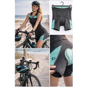 Pearl Izumi Select Womens Cycling Shorts Black Teal Tour 3D Chamois Padded Small